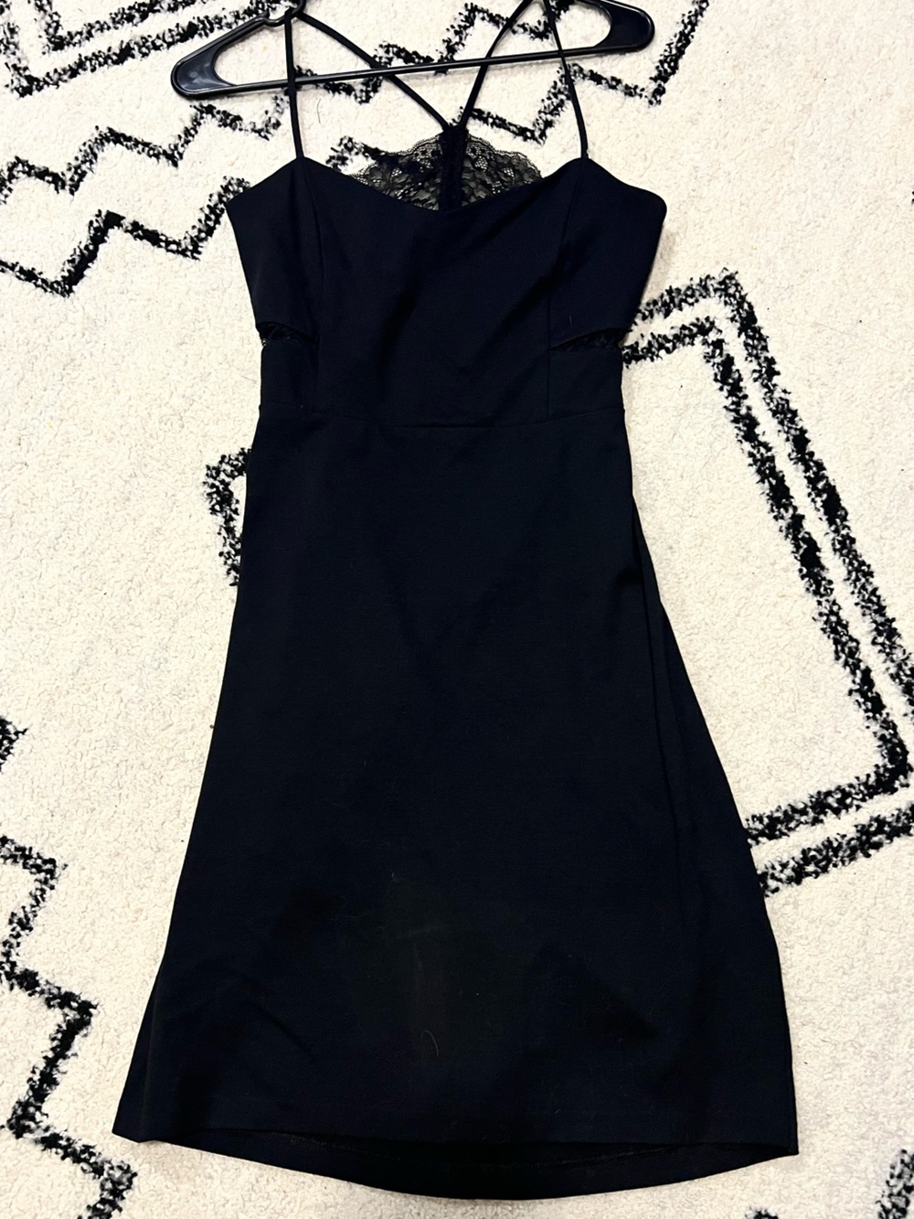 Express Black Lace-Back Spaghetti Strap Dress